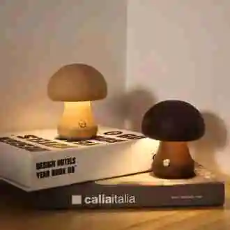 Wooden Mushroom Lamp